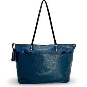 Etro Milano Paisley Embossed Leather Tote Bag Blue Made In Italy